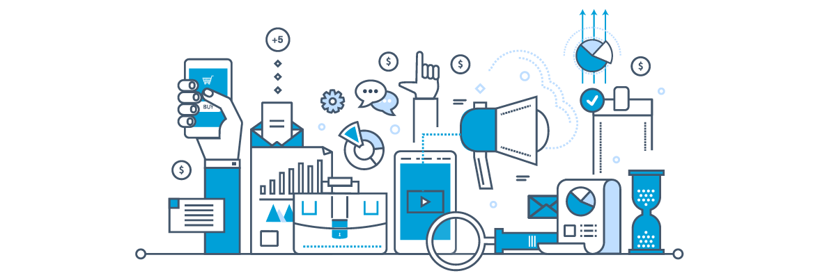 Marketing technology and analytics illustration